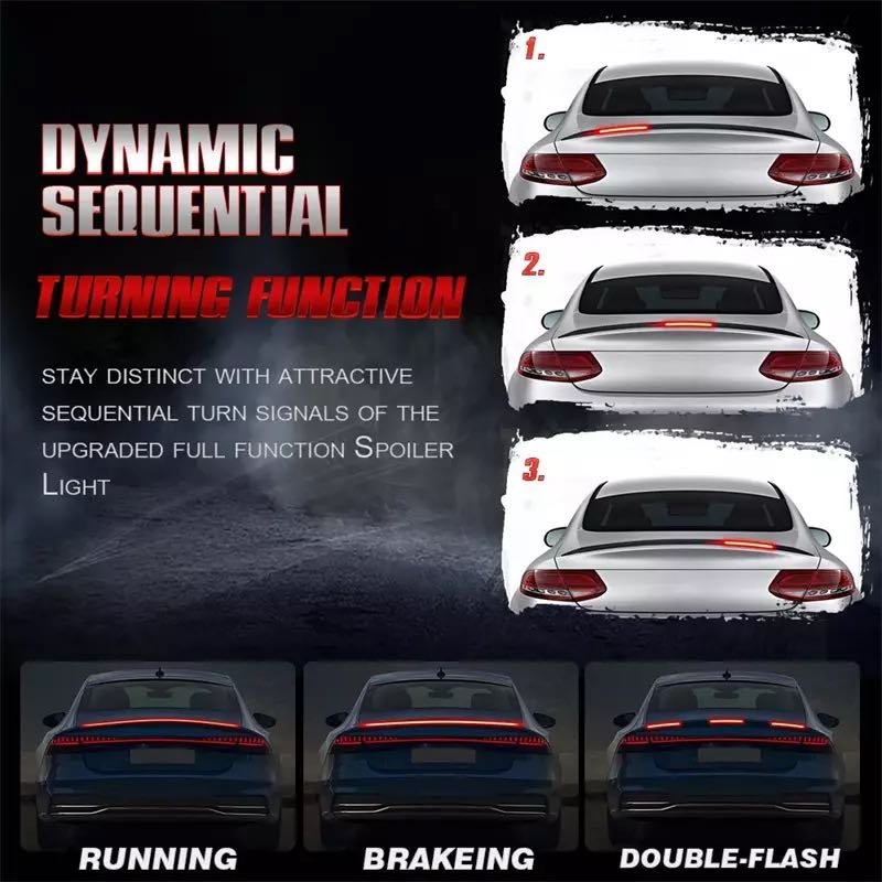 120cm 130CM Colorful Led Car Spoiler Rear Light Universal Car Turn Signal Brake Light Auto Trunk Lip Racing Tun Carbon Fibre