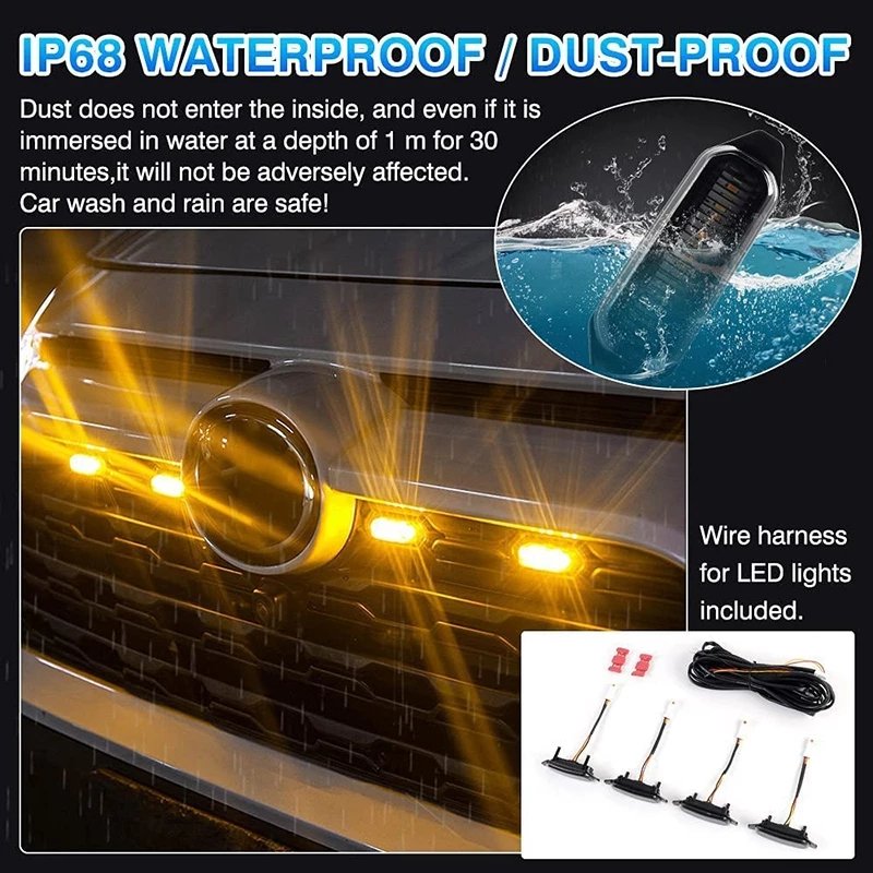 4Pcs Eagle Eye Front Grille Light RGB Modified Fog Lamp With Harness Fit For RAV4 2019-2022 Car Accessories Warning Light