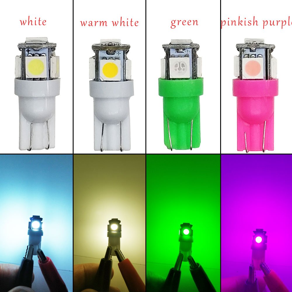 T10 LED W5W 5050 5SMD Led Car Interior Light License Plate Bulb Turn Lamps 5w5 t10 White Red Yellow Green Pink Blue 12V