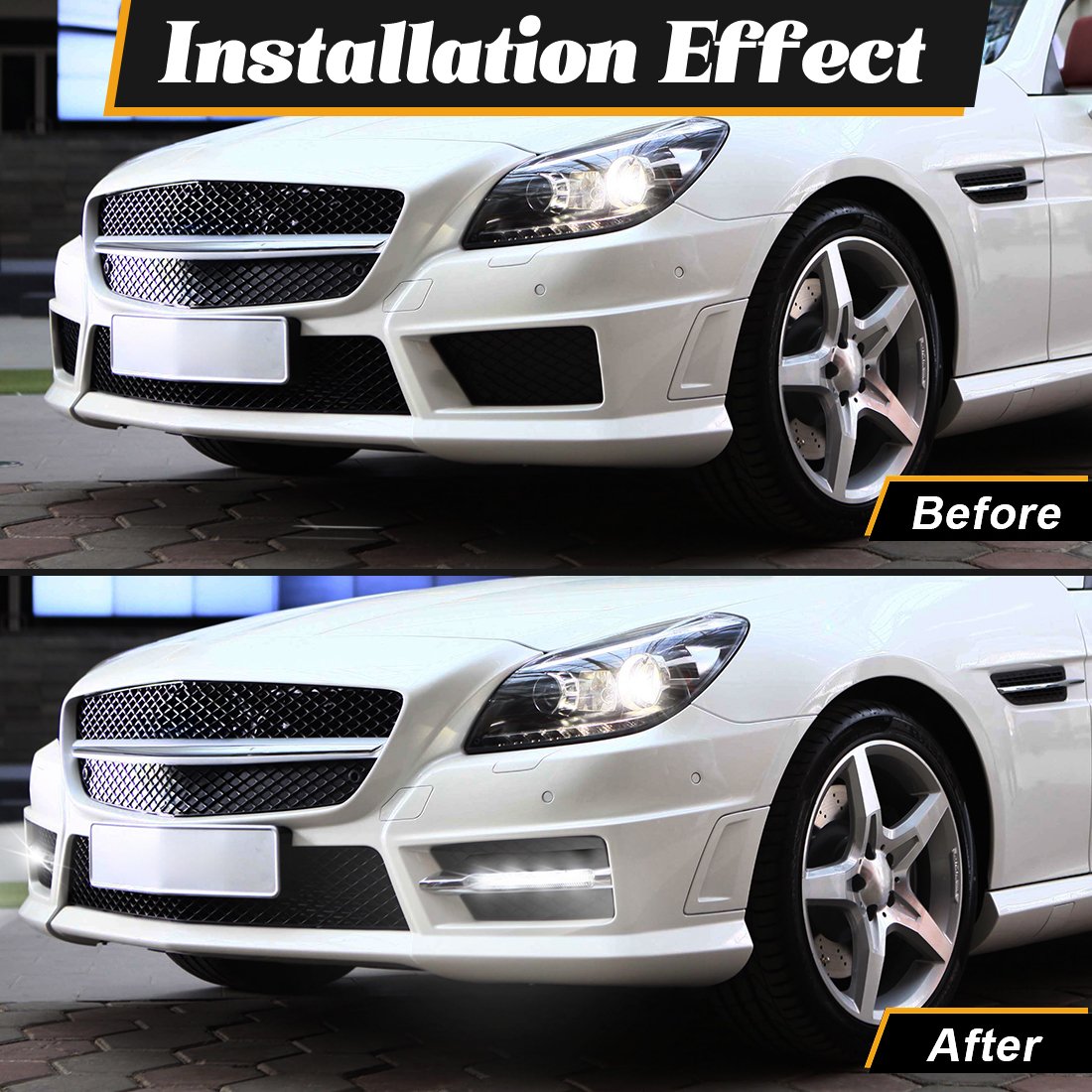Car Light Accessories LED Daytime Running Fog Lights For Mercedes Benz 2007-2014 W204 C250 C300 C350 E63AMG
