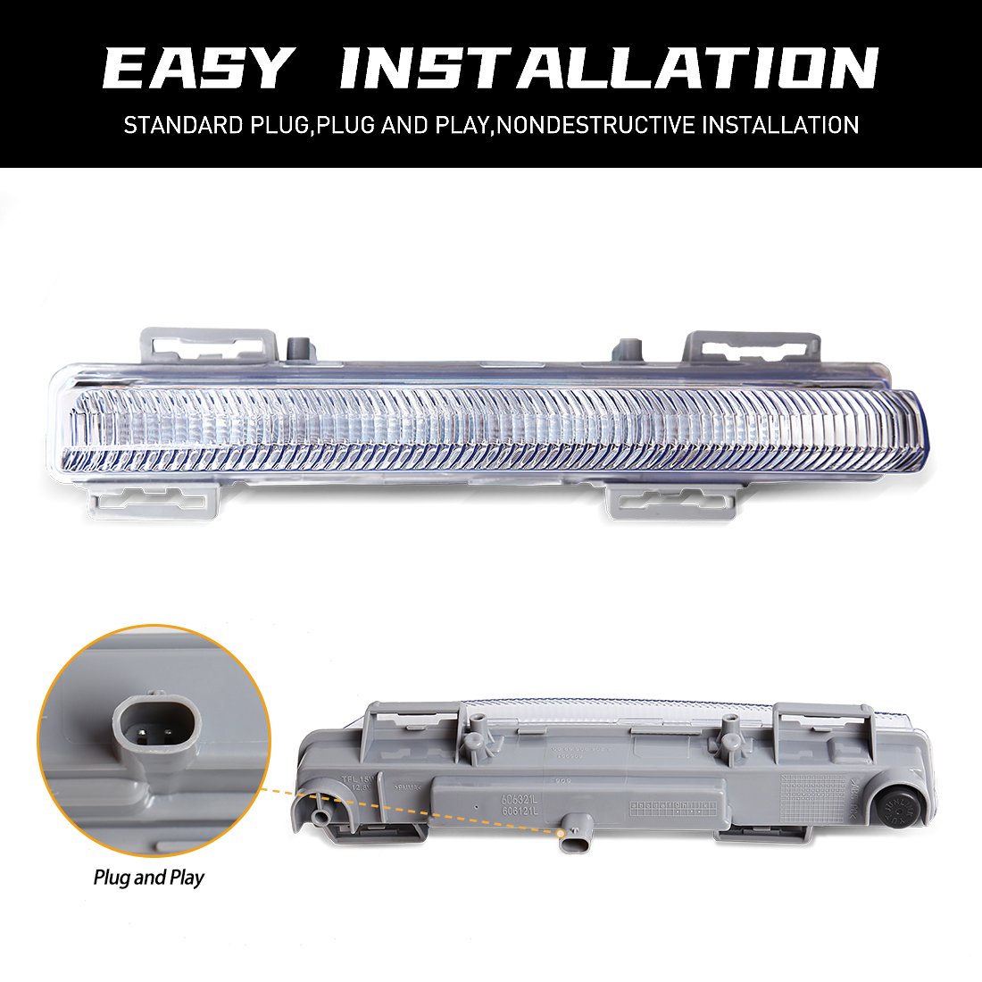 Car Light Accessories LED Daytime Running Fog Lights For Mercedes Benz 2007-2014 W204 C250 C300 C350 E63AMG