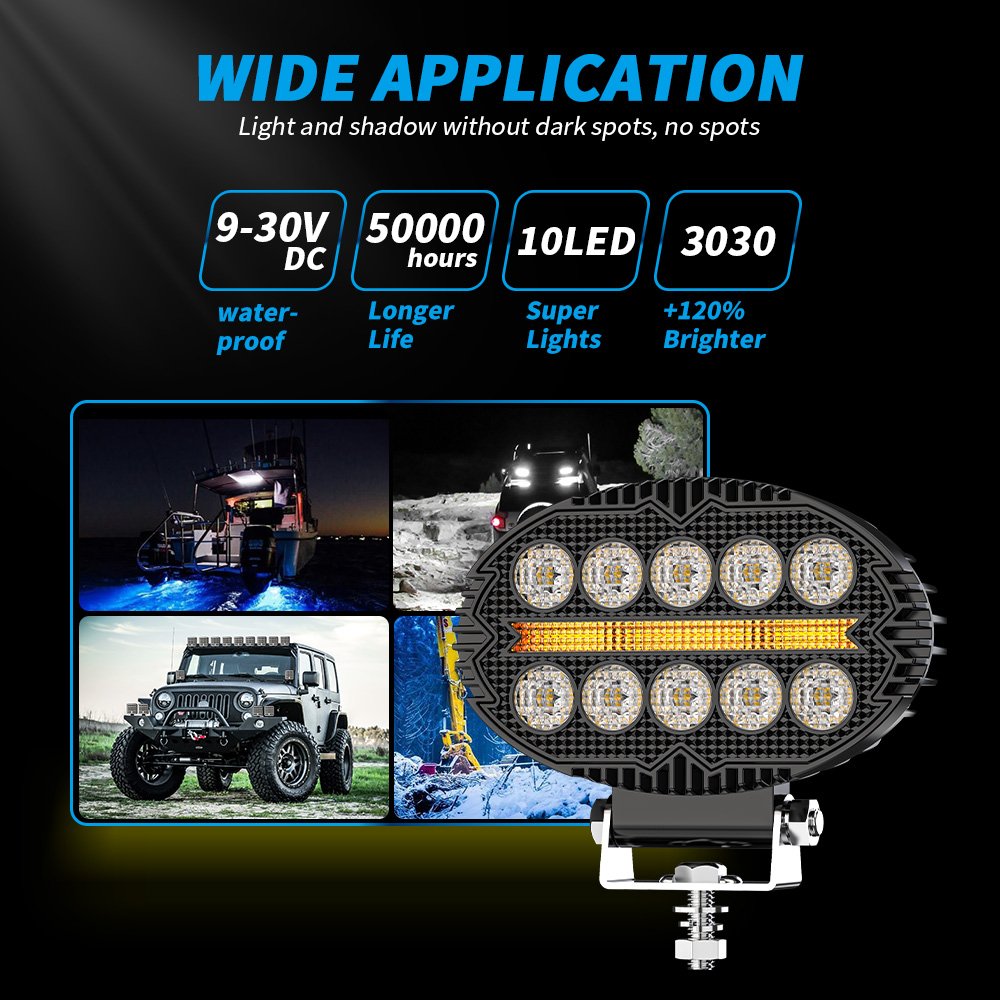 DXZ 2024 New 5.5inch Round Driving DRL Spotlights Auxiliary Light WorkLight Led 9-30V Led Work Light