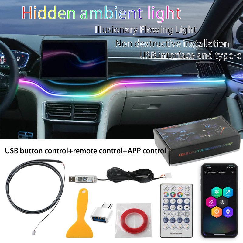 Wholesale other car light accessories led acrylic RGB Ambient light for car interior decoration atmosphere light bar strip