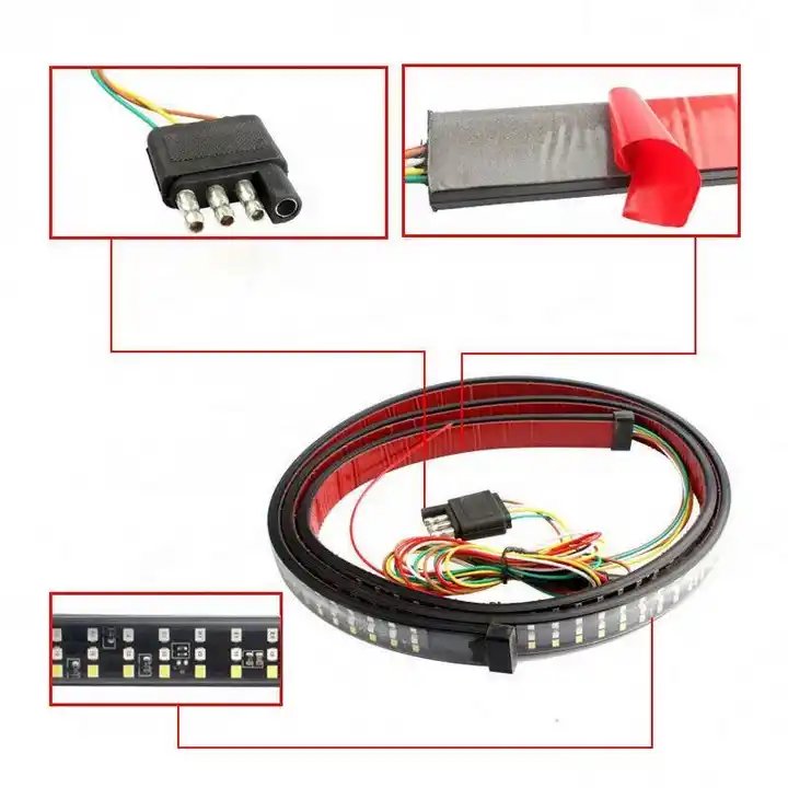 Universe Fit SUV Truck Tailgate Light Bar 108 LED Single Row White Reverse Light Strip with Red Running Brake Turn Signal