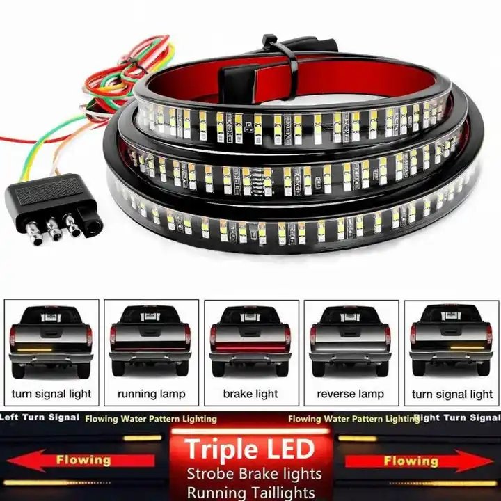 Universe Fit SUV Truck Tailgate Light Bar 108 LED Single Row White Reverse Light Strip with Red Running Brake Turn Signal