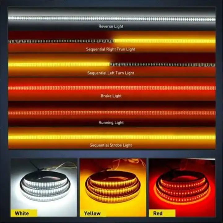 Universe Fit SUV Truck Tailgate Light Bar 108 LED Single Row White Reverse Light Strip with Red Running Brake Turn Signal