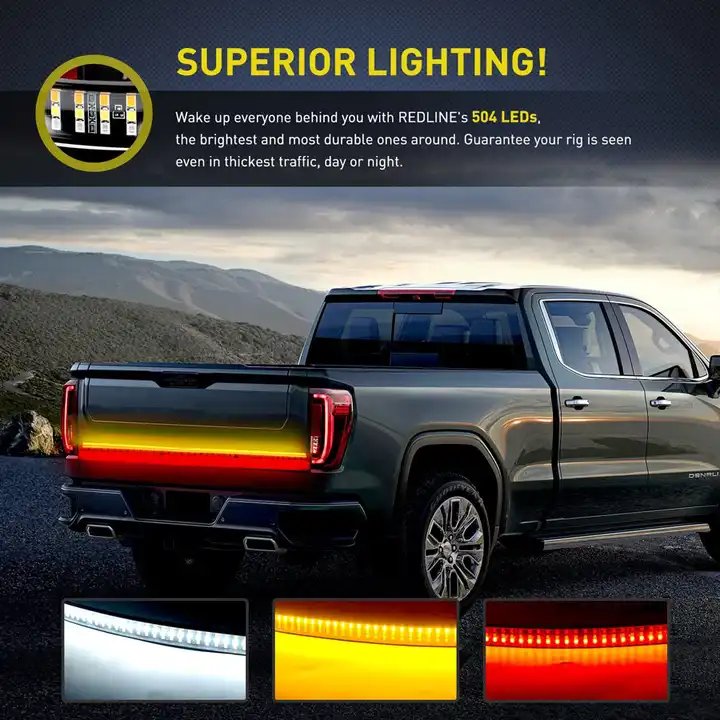 Universe Fit SUV Truck Tailgate Light Bar 108 LED Single Row White Reverse Light Strip with Red Running Brake Turn Signal
