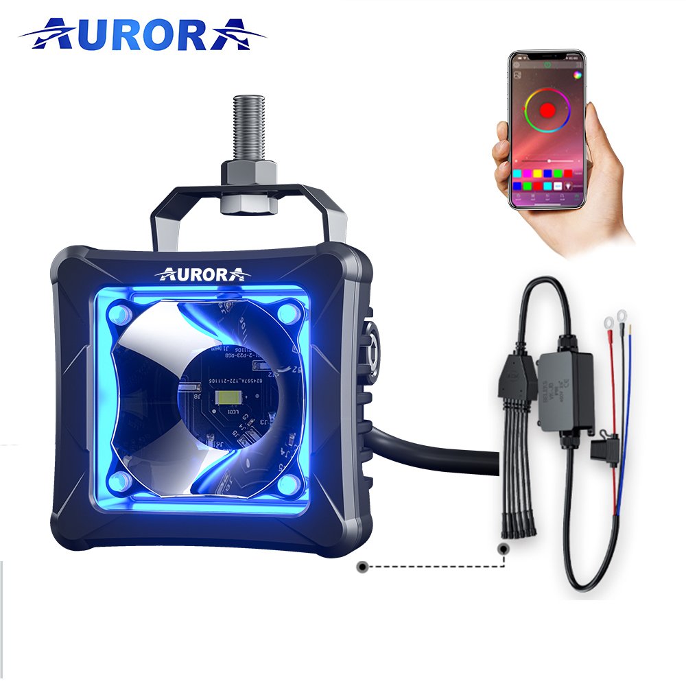 AURORA Patent New Arrival 2 3 Inch Car RGB Flood Light 12V Led Work Light For Off Road 4x4 ATV Truck Light