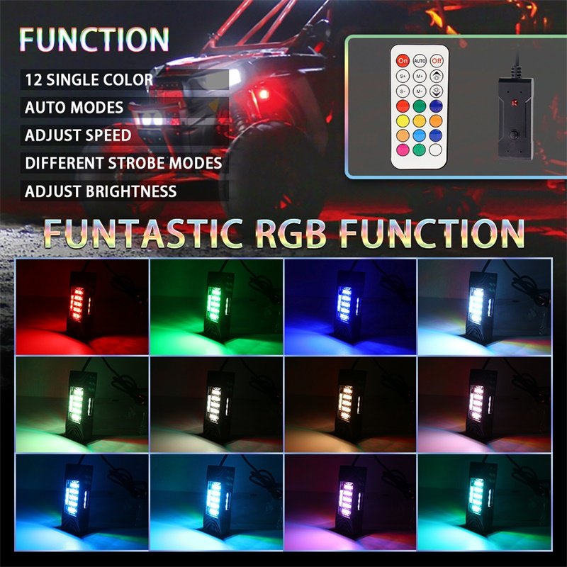 OVOVS Other Car Light Accessories RGB LED Rock Lights Kit 8 Pod Remote Control Rock Lamp for Truck Universal Vehicle