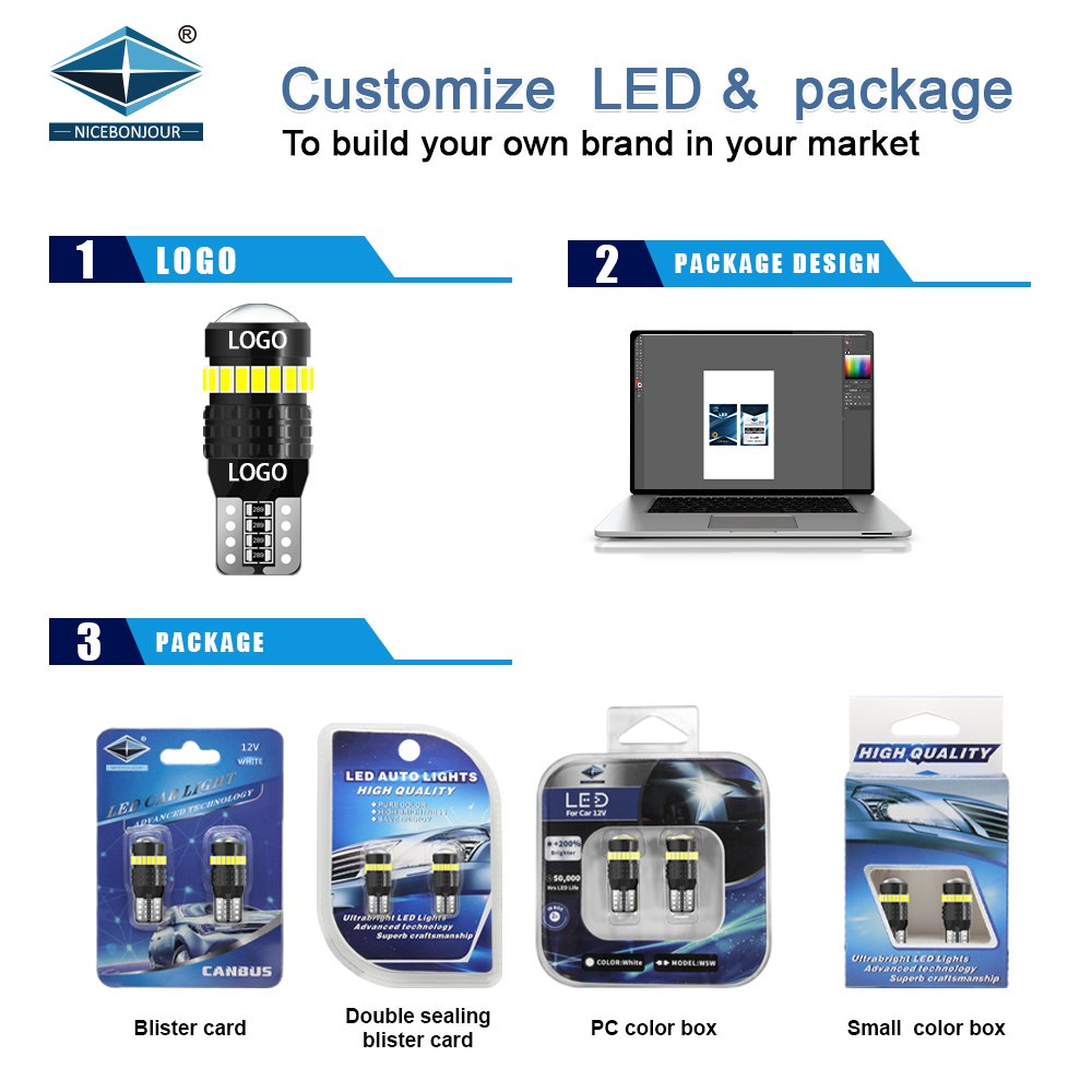 OEM t10 194 LED Light Bulb 6000K White W5W T10 Error Free for Car Dome Map Door Courtesy License Plate Dash Instrument