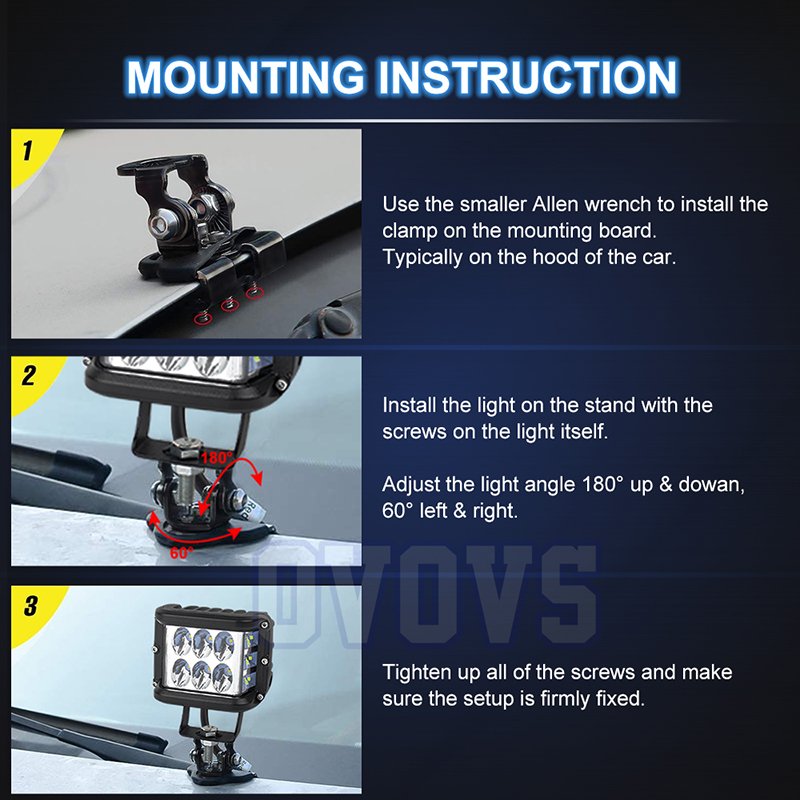 Hot Sale Bumper Mounting Bracket Clamp Holder Hood Led Work Light/ Led Light Bar Bracket For Cars