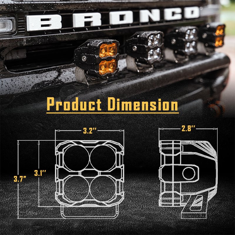 Ripdark Patent 12V 24V Truck A-pillar LED Ditch Pod Lights 4x4 Spot Bumper Work Light