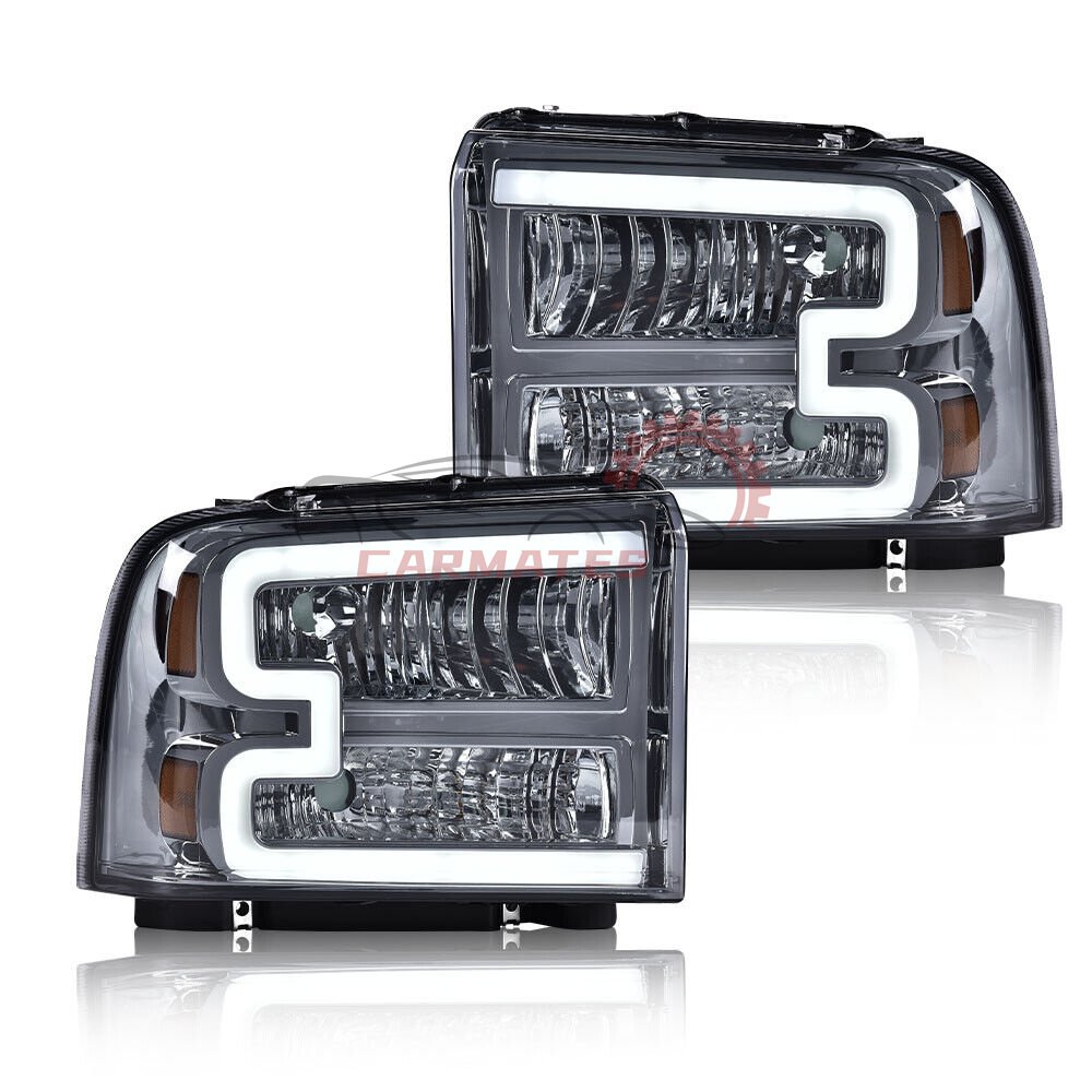 For 2005-2007 Ford F-250 F-350 F-450 F-550 Super duty LED DRL BAR Headlights HeadLamps daytime running light lamp
