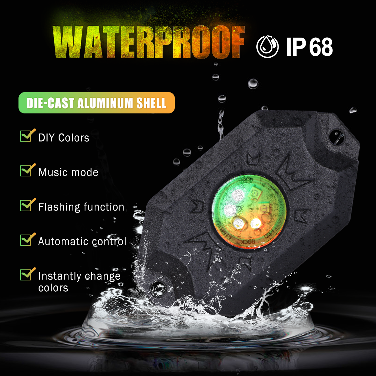 LOYO Other Car Light Accessories Waterproof 12 Volt rgb Led Rock Lights For Mini Truck Atv 4x4 Off Road Truck SUV Motorcycle
