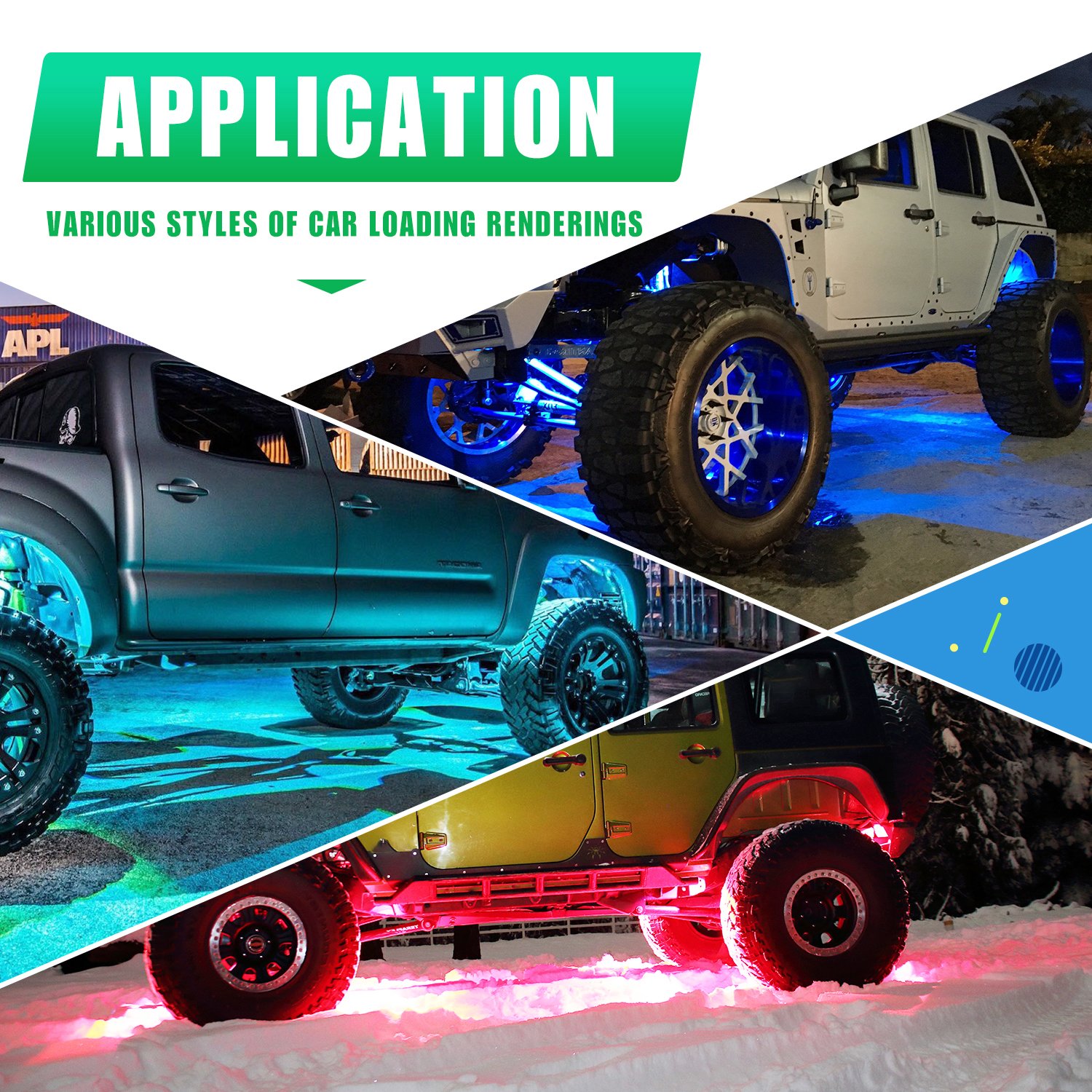 LOYO Other Car Light Accessories Waterproof 12 Volt rgb Led Rock Lights For Mini Truck Atv 4x4 Off Road Truck SUV Motorcycle