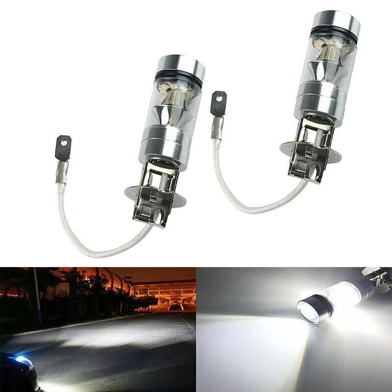 100W H3 LED Fog Light Driving Bulb 12/24V Fog Lamp Headlamp 20SMD 1000LM White 6000K Car Headlight Car Accessories