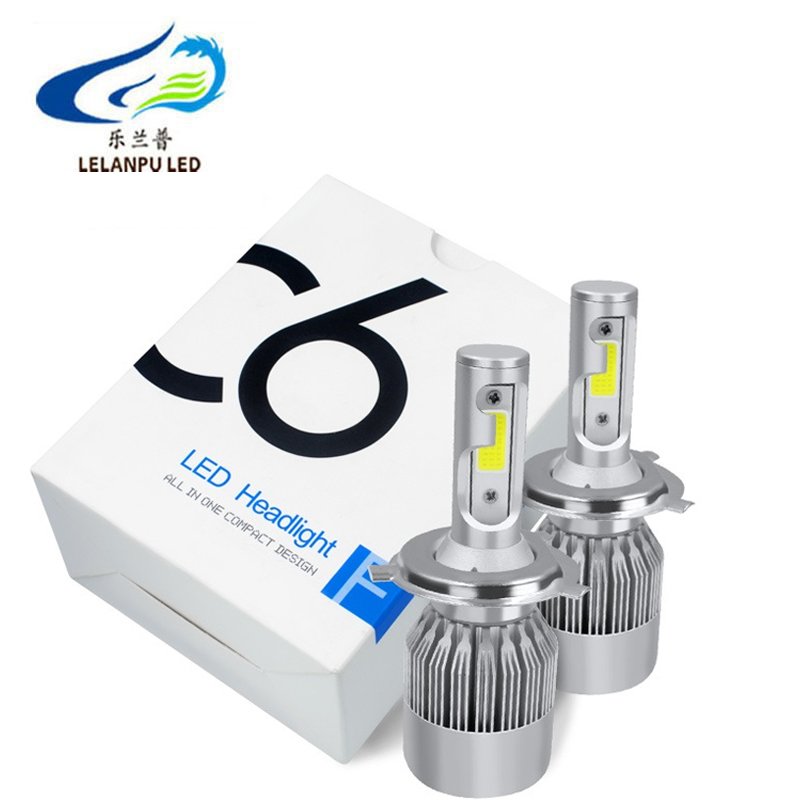 Lelanpu Hot Selling C6 Led Headlight COB White 12V 3800LM Headlamp H4 H13 880 H11 For Universal Cars Automotive Parts