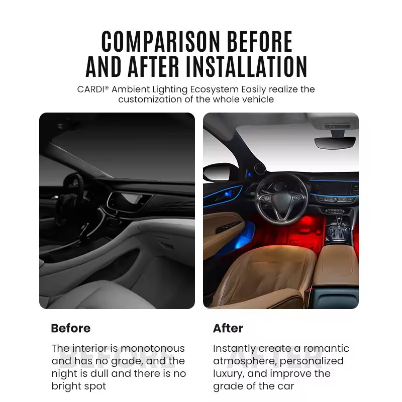 Factory Direct Sales of RGB "CARDI" K3 Car Interior Wireless Atmosphere Light APP Control Colorful Light Accessory