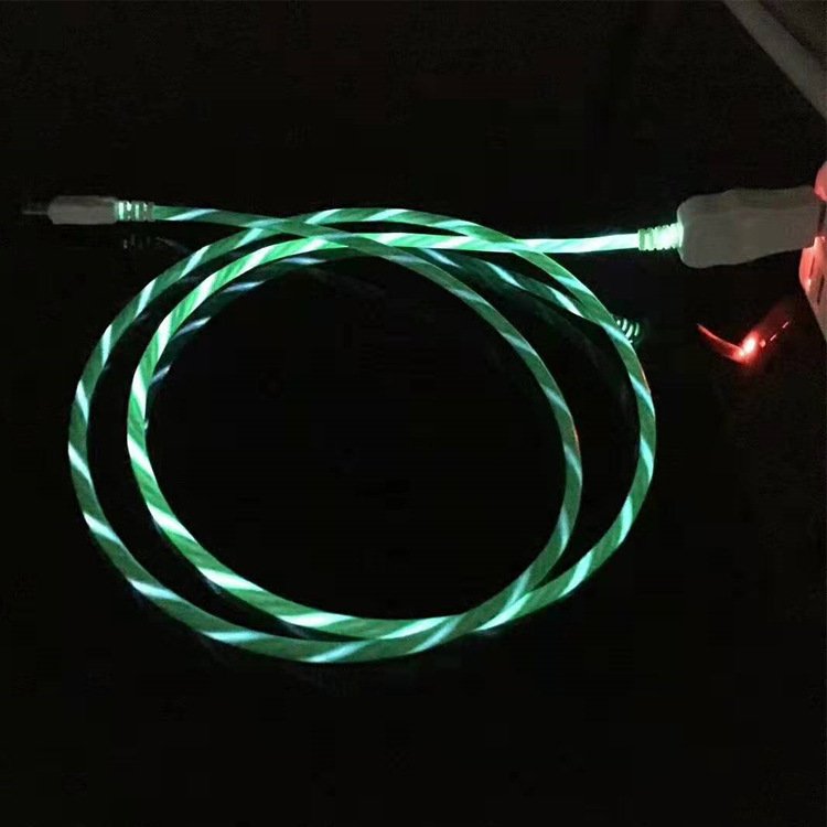1m Seven Color Luminescent Data Cable Customized Injection Molding Streamer Charging Cable LED Streamer Data Cable