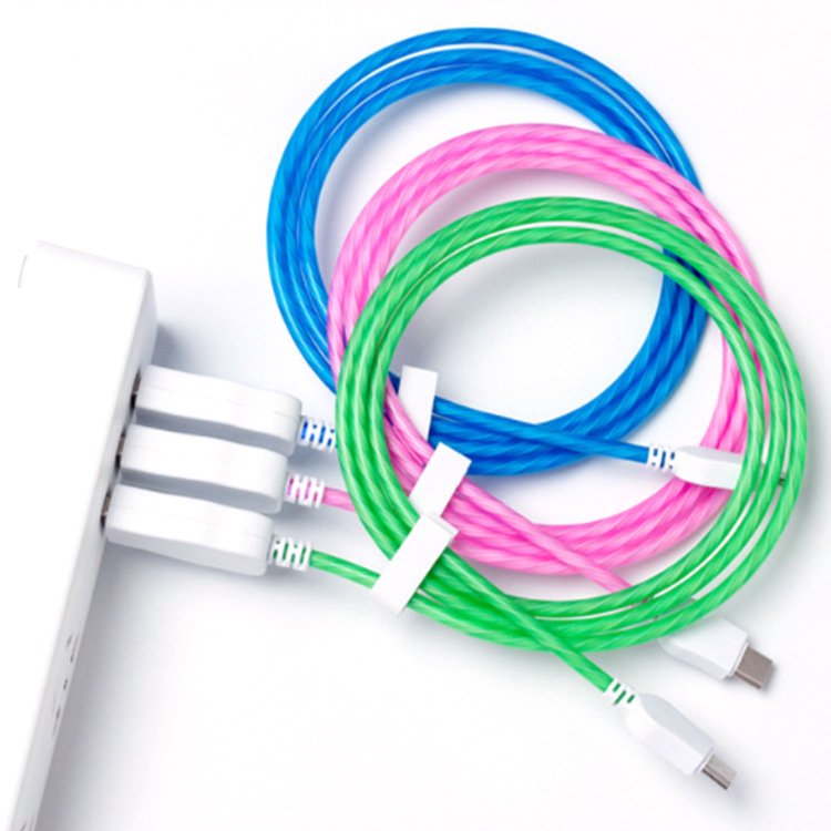 1m Seven Color Luminescent Data Cable Customized Injection Molding Streamer Charging Cable LED Streamer Data Cable