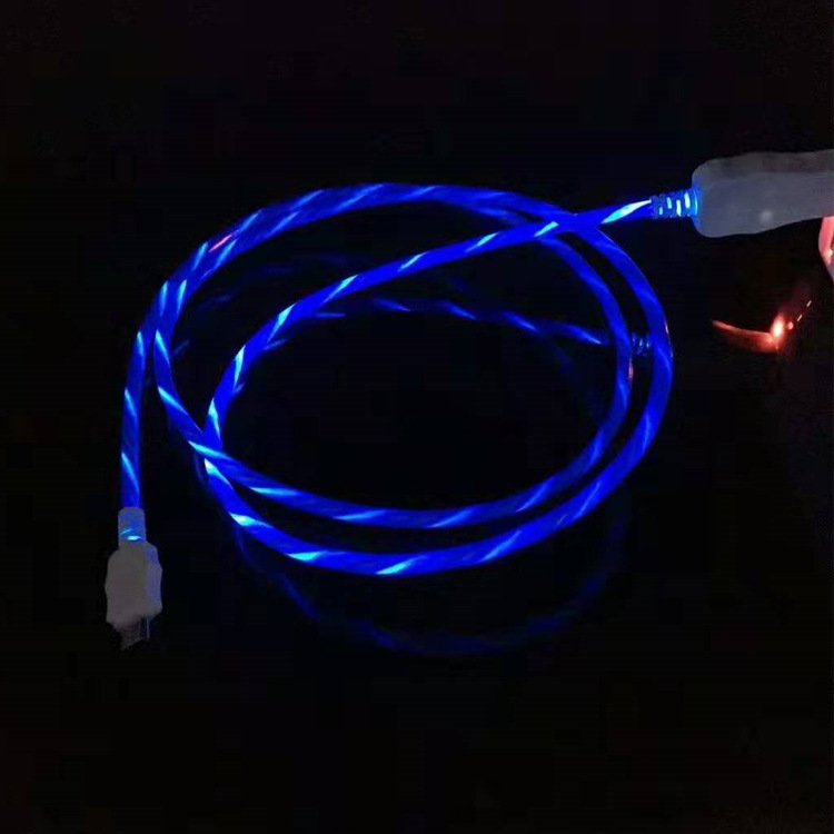 1m Seven Color Luminescent Data Cable Customized Injection Molding Streamer Charging Cable LED Streamer Data Cable