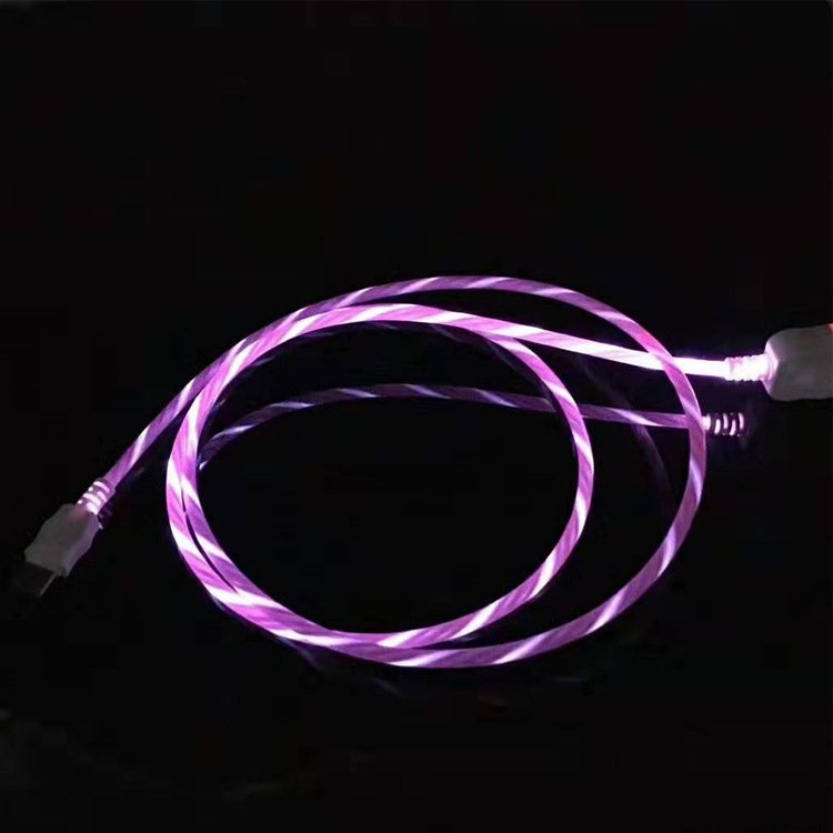 1m Seven Color Luminescent Data Cable Customized Injection Molding Streamer Charging Cable LED Streamer Data Cable