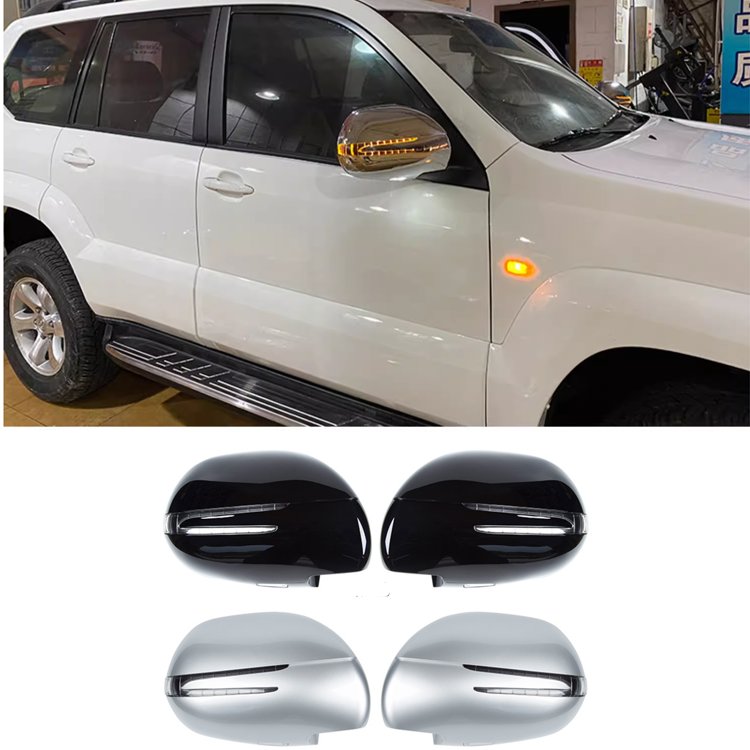 Wholesale Car Rearview Mirror Cover With Double Led Light For Toyota Prado 120 2003-2009 Accessories