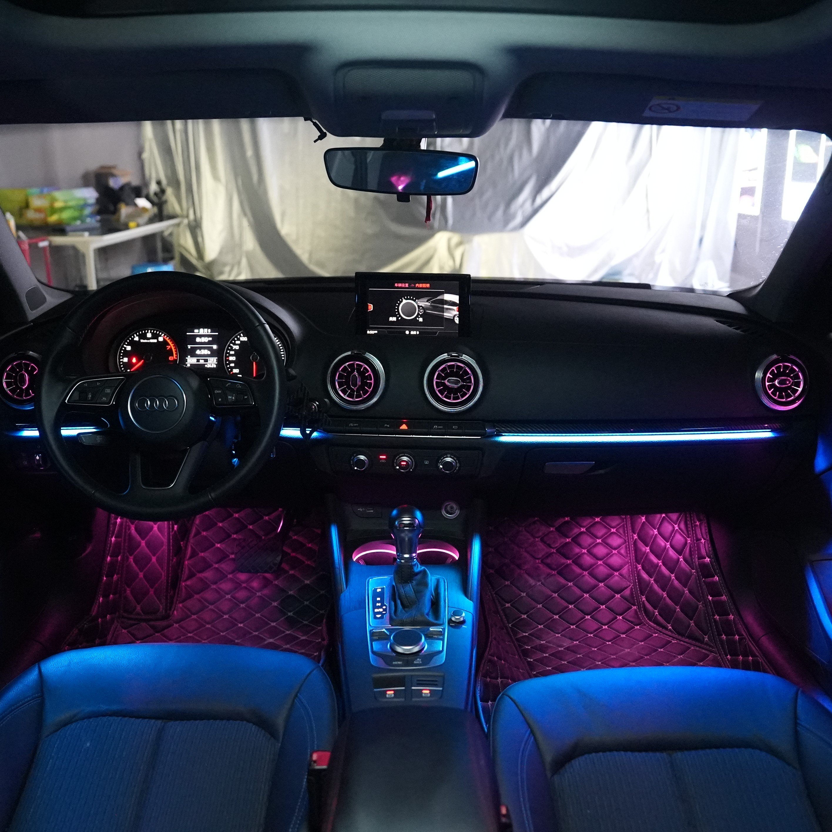 New Car LED Ambient Light with Mobile Control for Multiple Colors Car Interior Lighting Accessories Suitable for 18-23 Audi A8L