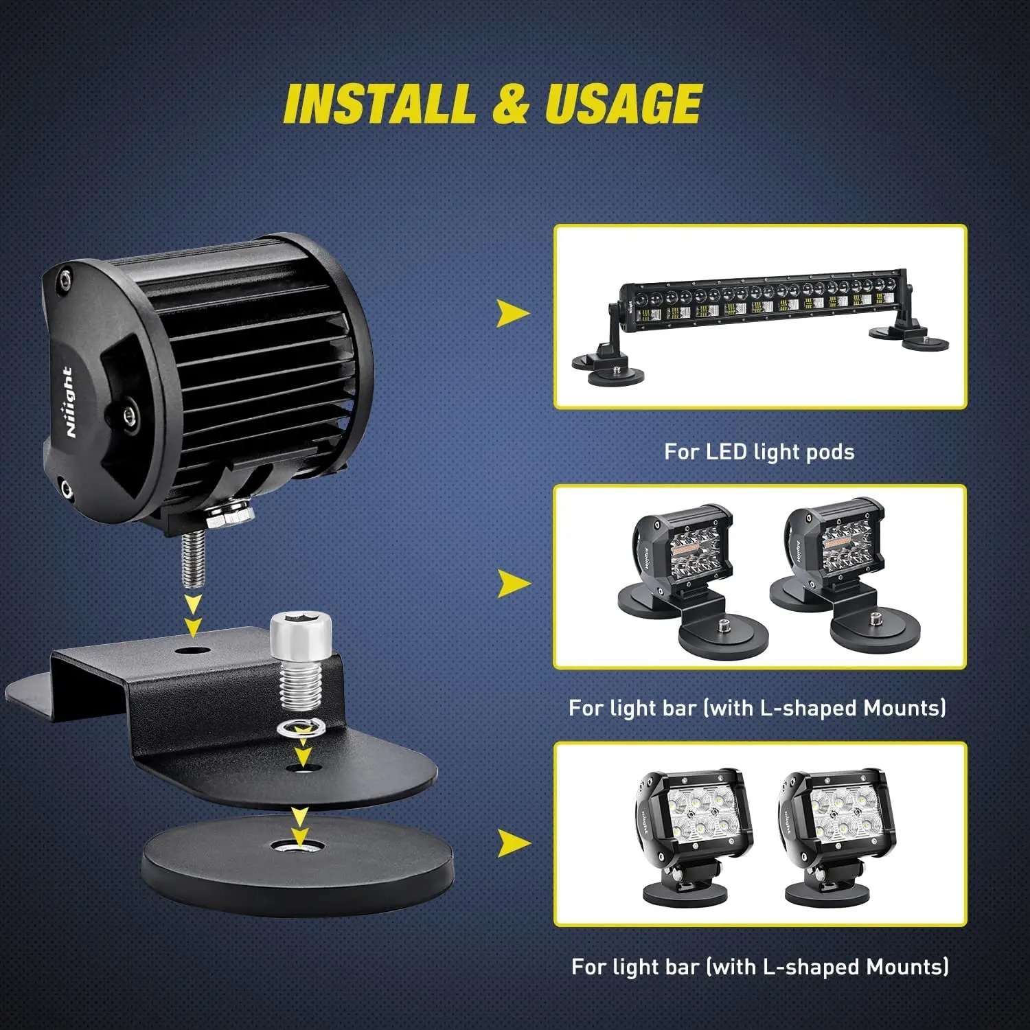 43/34/22mm M6/M4 Bolt Mini Size Magnetic Base Mount Bracket Clamp LED Work Light Bar Holder for SUV Offroad