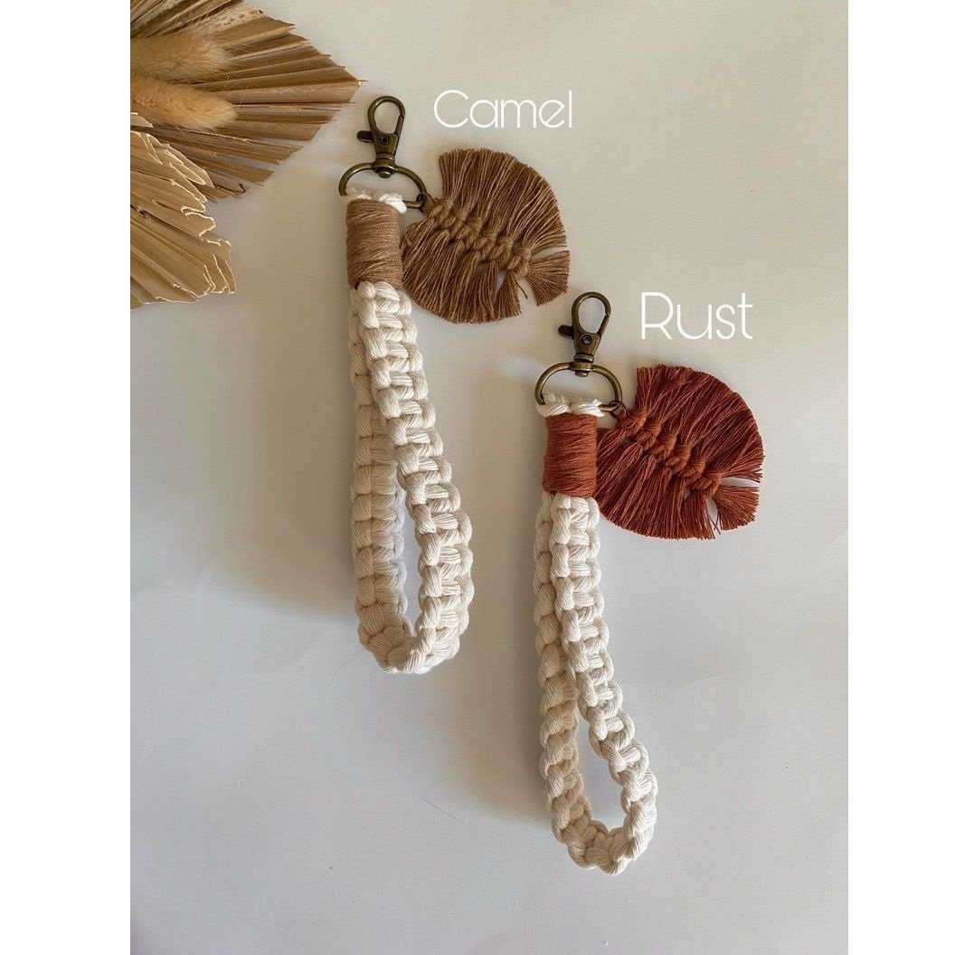 Macrame Twisted Wristlet Key Chain Boho Keychain Lanyard Macrame Keychain Bracelet For Wallet Bag Car Key