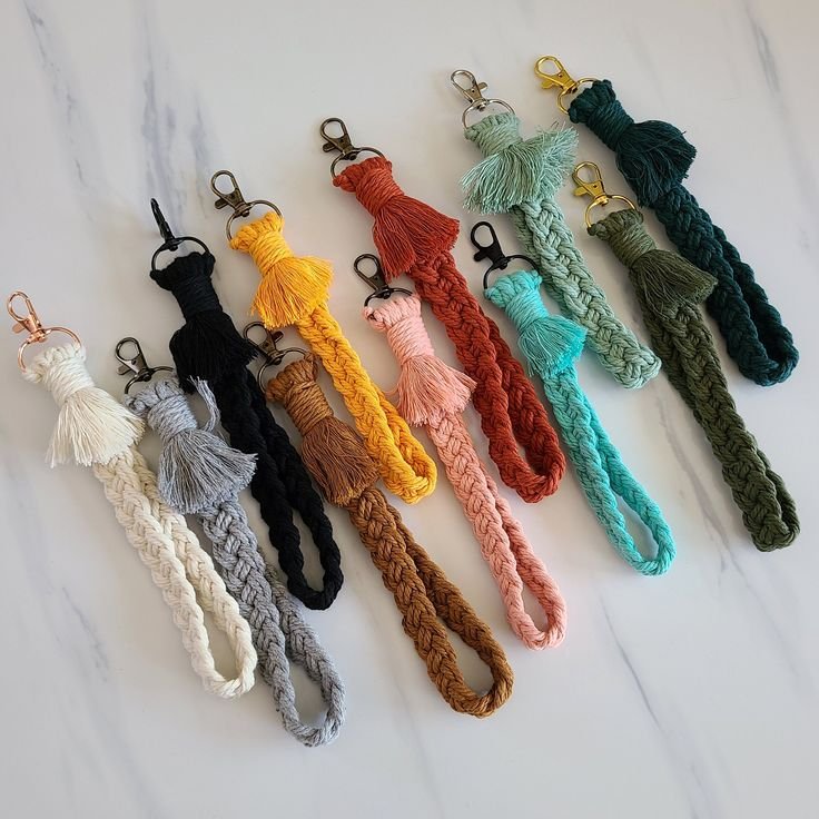 Macrame Twisted Wristlet Key Chain Boho Keychain Lanyard Macrame Keychain Bracelet For Wallet Bag Car Key