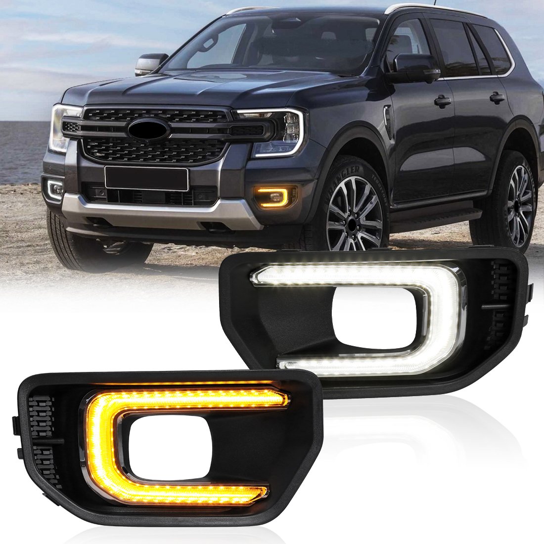 Car Lighting Systems LED DRL for Ford Ranger T9 XL XLT SPORT Platinum Car Fog Lamp for Ford Ranger Wildtrak 2022 2023