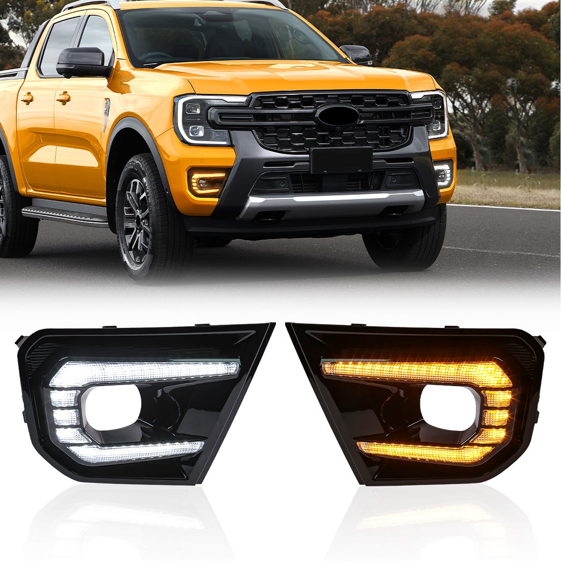 Car Lighting Systems LED DRL for Ford Ranger T9 XL XLT SPORT Platinum Car Fog Lamp for Ford Ranger Wildtrak 2022 2023