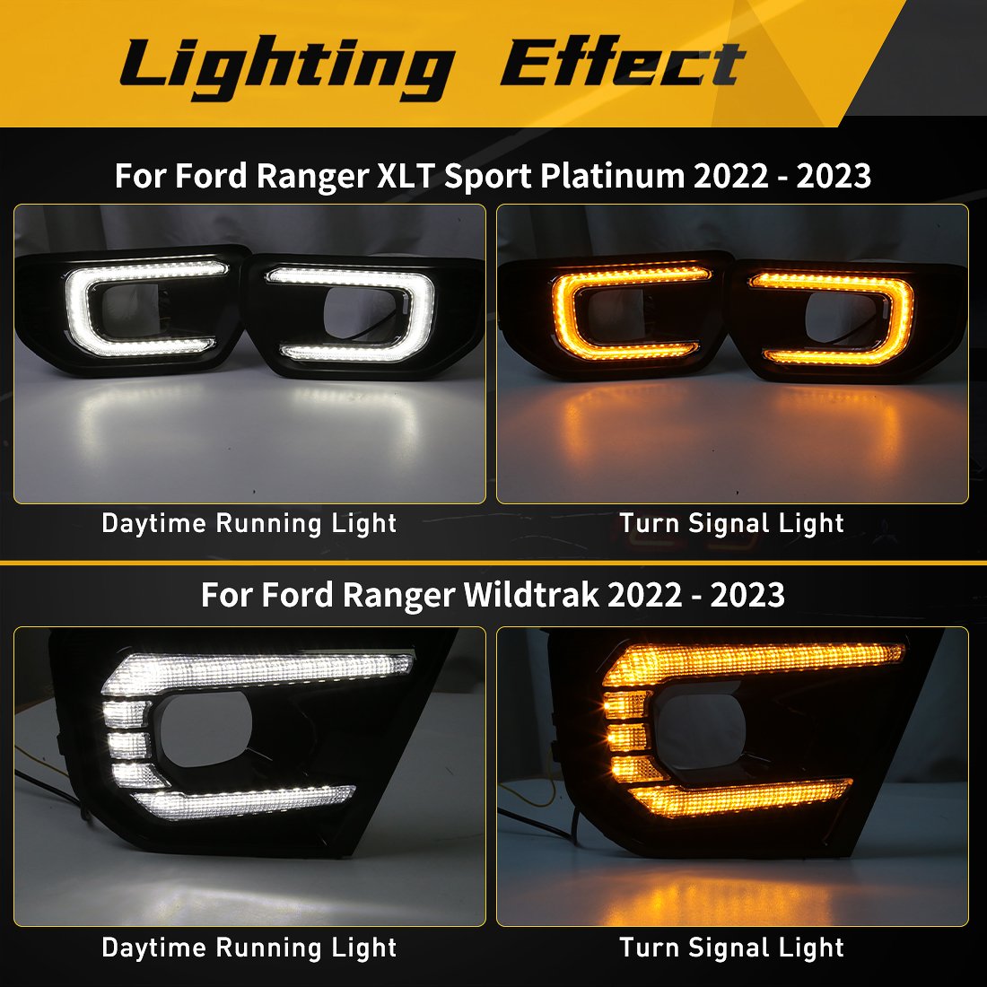 Car Lighting Systems LED DRL for Ford Ranger T9 XL XLT SPORT Platinum Car Fog Lamp for Ford Ranger Wildtrak 2022 2023