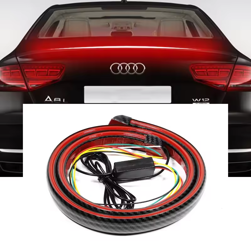 Hot sale Car Rear Black Carbon Fiber Spoiler Auto Trunk Tail Spoiler Strip 12V LED Lamp Single Light for all cars