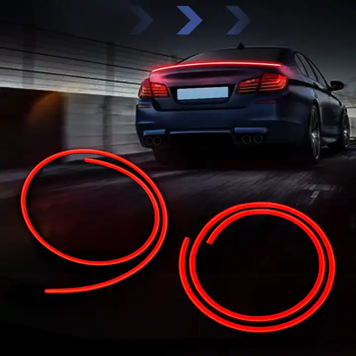 Hot sale Car Rear Black Carbon Fiber Spoiler Auto Trunk Tail Spoiler Strip 12V LED Lamp Single Light for all cars