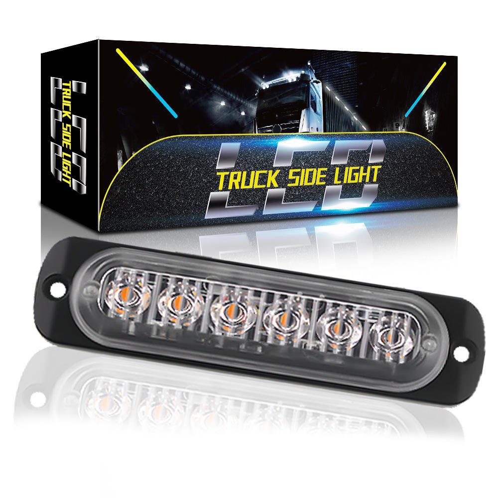 12v 24v 6led 12w Red Amber Strobe Warning Light Strobe Mode Flash Side Lights Auto Lighting Accessories