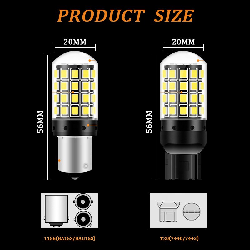 HOLY Wholesale car styling 15W S25 1156 1157 BA15S BAY15D 3030 54SMD 12V White Car LED Signal Lights LED Back Up Reverse Lamp