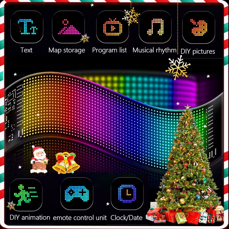 Merry Christmas App Control Back Window Car Led Display Sign Flexible Bluetooth Led Car Display LED Matrix Panel Car Led Sticker