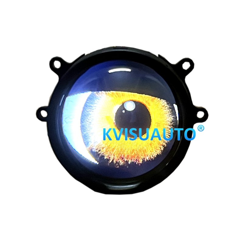 CQL KVISUAUTO 3-Inch Dynamic RGB LED Devil Demon Eyes Light Panel with Projector Lens Colorful Car Accessory