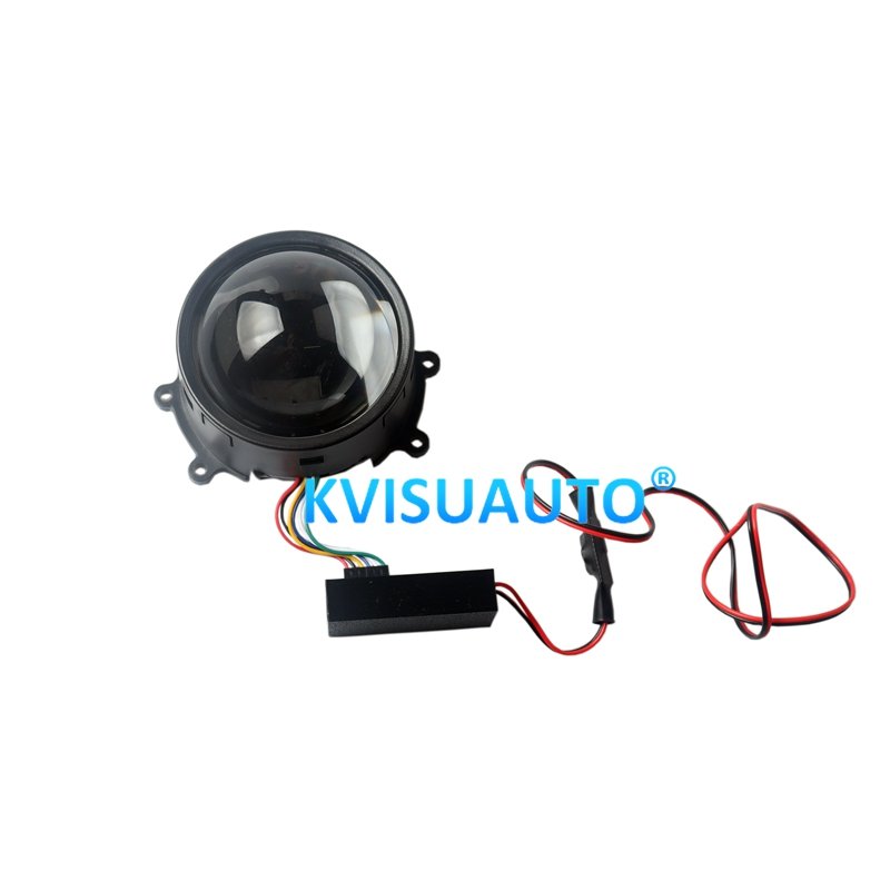 CQL KVISUAUTO 3-Inch Dynamic RGB LED Devil Demon Eyes Light Panel with Projector Lens Colorful Car Accessory