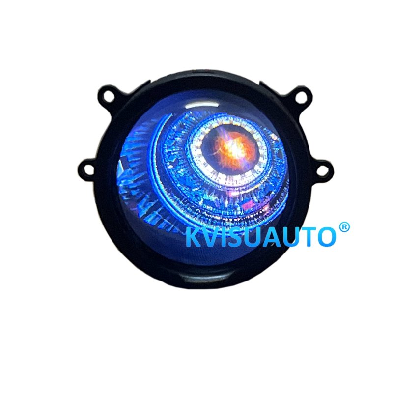CQL KVISUAUTO 3-Inch Dynamic RGB LED Devil Demon Eyes Light Panel with Projector Lens Colorful Car Accessory