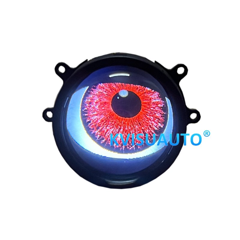 CQL KVISUAUTO 3-Inch Dynamic RGB LED Devil Demon Eyes Light Panel with Projector Lens Colorful Car Accessory