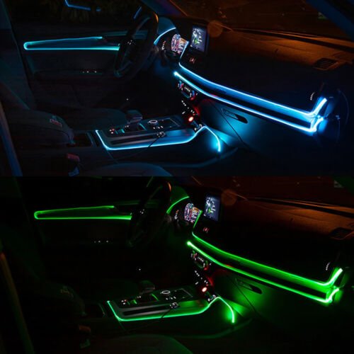 4M RGB LED Car Interior Fiber Optic Neon EL Wire Strip Atmosphere Light Remote Ambient lighting car