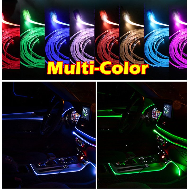 Others car light accessories Atmosphere Lamps 6 in 1 RGB fiber optic 8M car interior ambient decorative APP /RF remote Control