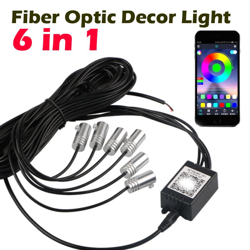 Others car light accessories Atmosphere Lamps 6 in 1 RGB fiber optic 8M car interior ambient decorative APP /RF remote Control