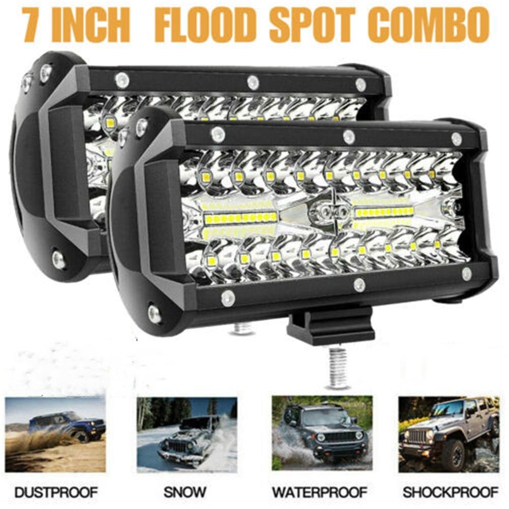 Hot sale 7 inch 120W led car work light bar three rows long bar driving light for Offroad truck dome light spot lamp