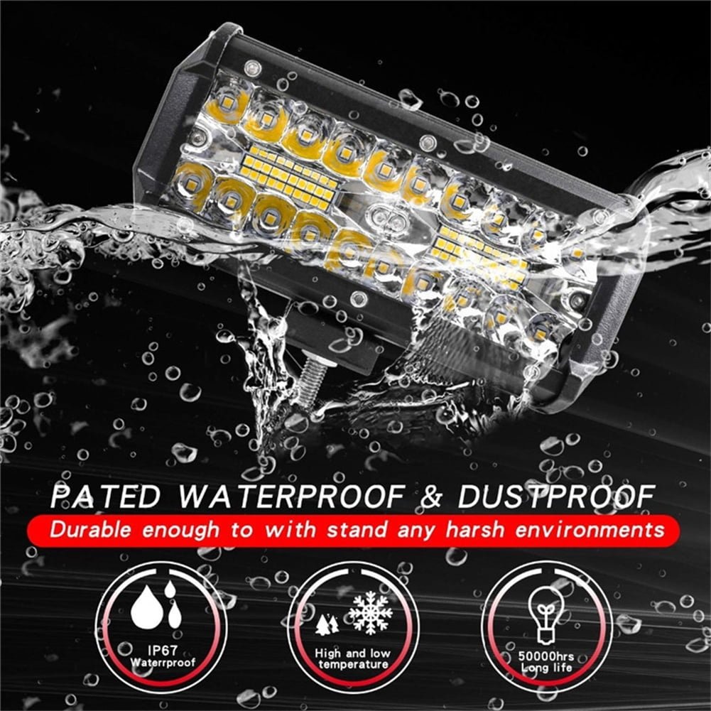 Hot sale 7 inch 120W led car work light bar three rows long bar driving light for Offroad truck dome light spot lamp
