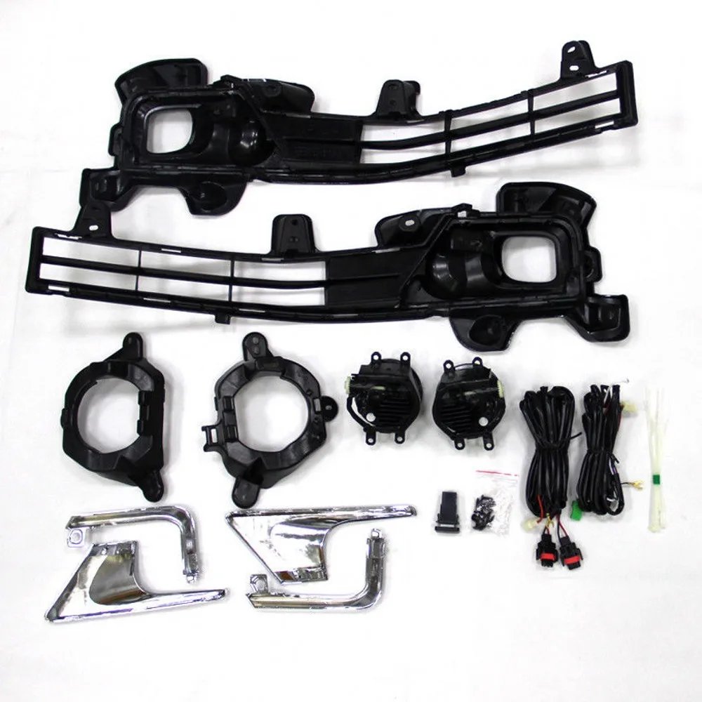 Xinmaxen 1 Set Front Bumper Bezel LED Fog Driving Light Lamp Harness Kit Fit for Land Cruiser LC200 2016-2018