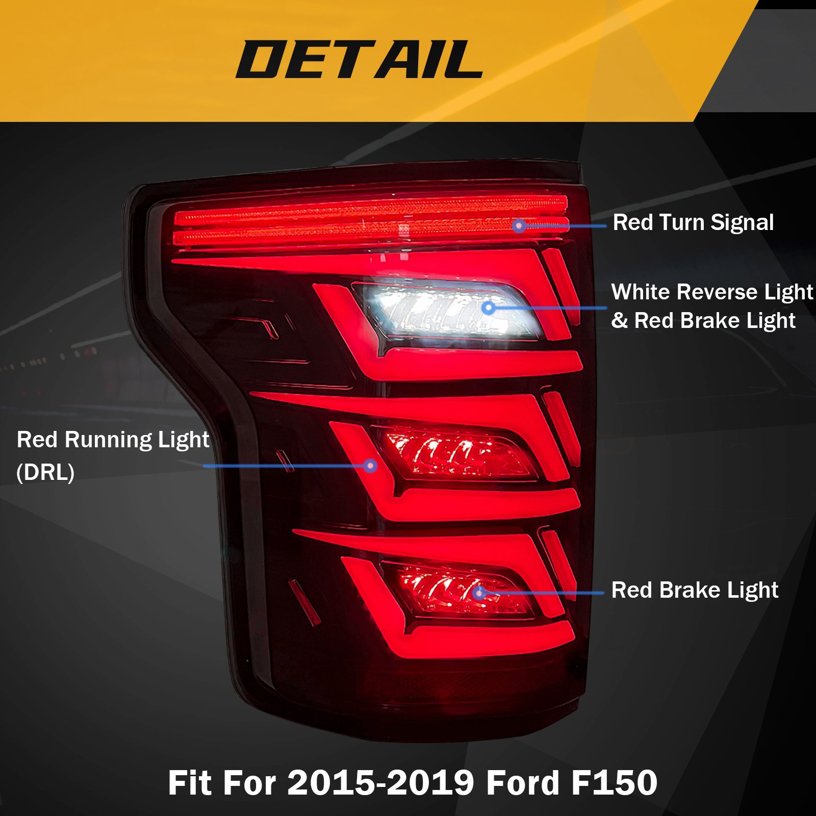Auto rear bumper tail light assembly for Ford F150 2015 2016 2017 2018 2019 Warning Turn Signal Brake light Car Accessories